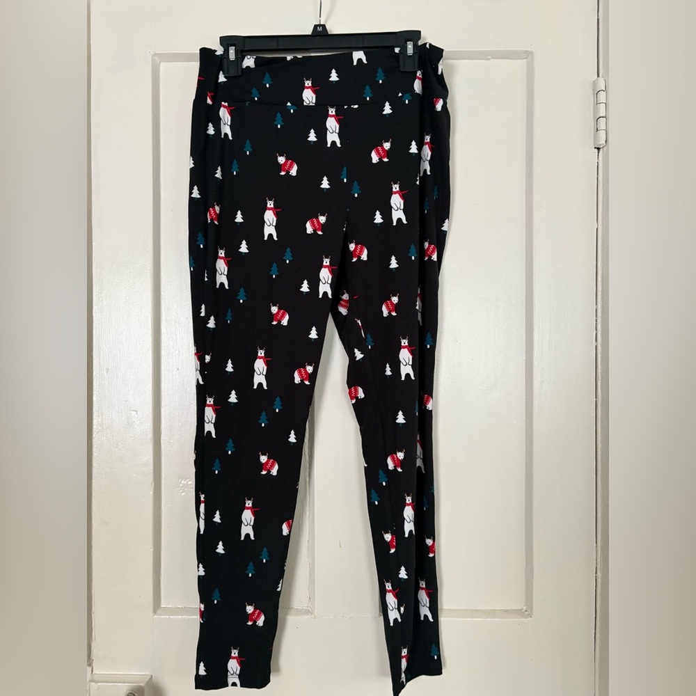 Black Leggings with Polar Bear Print